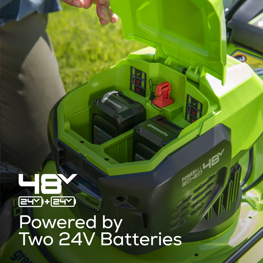 48V (24V x 2) 20" Cordless Battery Push Mower: (2) 4.0 Ah USB Batteries and Dual-Port Rapid Charger, LM2002