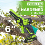 60V 18" Cordless Battery 2.0 kW Chainsaw and 24V 6" Pruner Saw, (1) 4.0 Ah Battery: (1) 2.0 Ah Battery and (2) Chargers