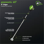 60V 8" Brushless Cordless Battery Edger: 2.0 Ah Battery and 3A Charger