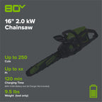 80V 16" 2.0 kW Cordless Battery Chainsaw (Tool Only)