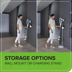 24V Cordless Battery White Stick Vacuum 3-in-1 Bundle: (2) 4.0 Ah USB Batteries and Charging Stand