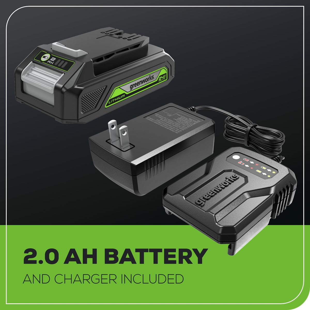 24V 3/8" Cordless Battery Impact Wrench: 2.0 Ah Battery and Charger
