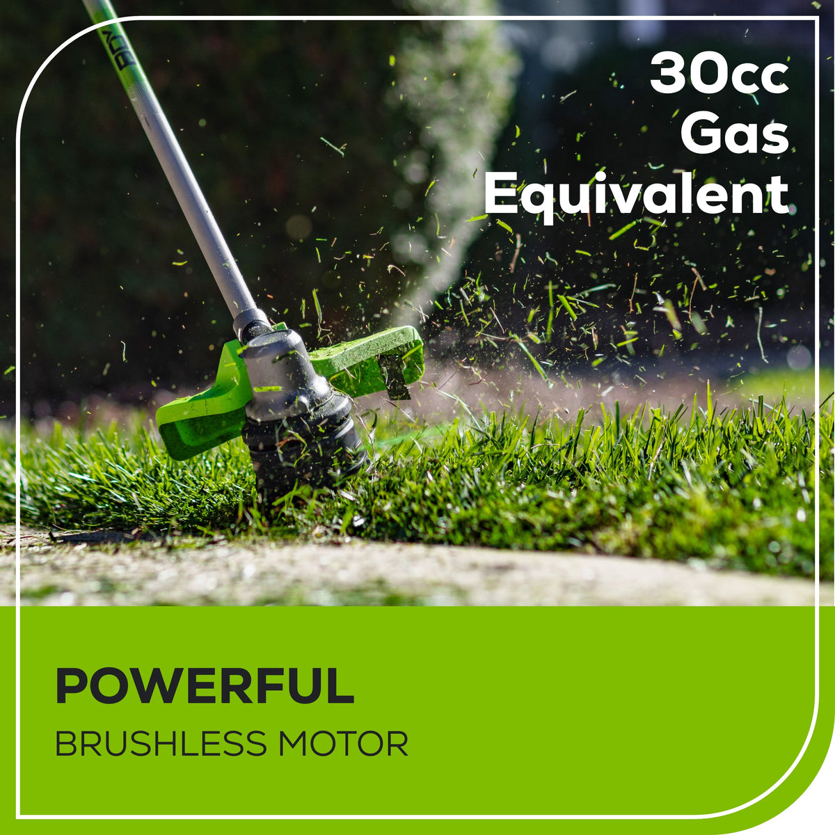 REFURBISHED 80V 17" Brushless String Trimmer: 2.0 Ah Battery and Charger