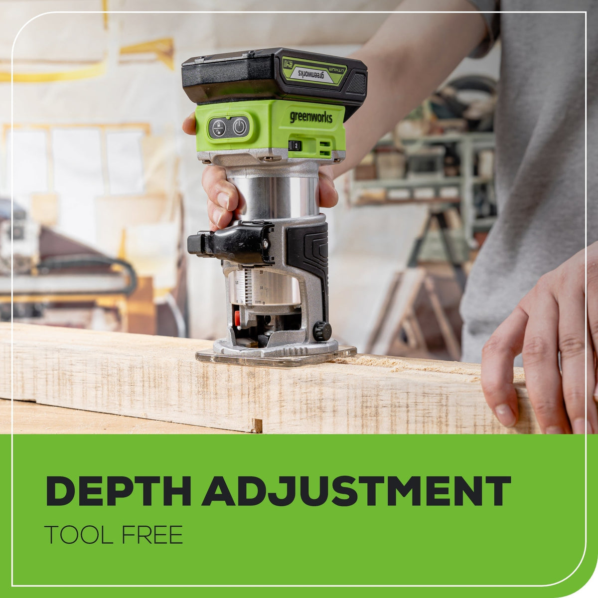 24V Cordless Battery Compact Router: 2.0 Ah Battery and Charger