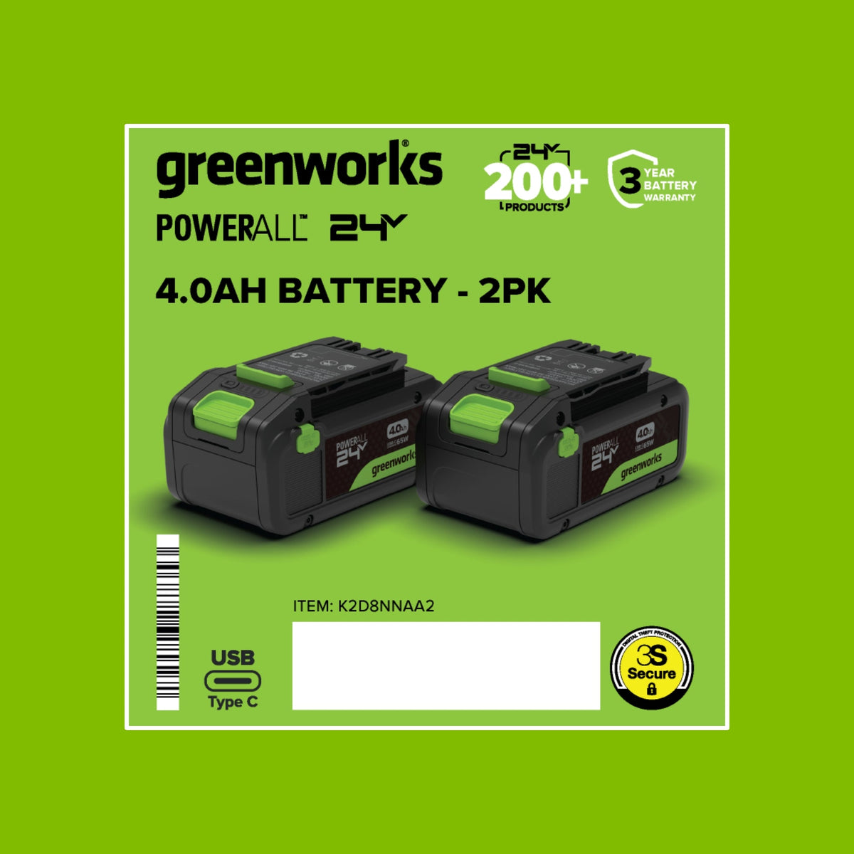 24V PowerAll High Power 4.0 Ah Battery (2-Pack)