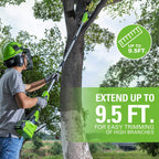 40V 14" Cordless Battery 1.0 kW Chainsaw and 10" Pole Saw and Hedge Trimmer Attachment: (2) 2.5 Ah Battery and (2) Chargers