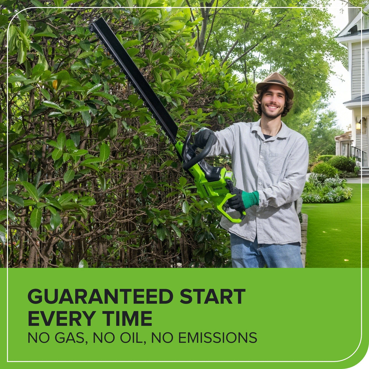 40V 26" Cordless Battery Hedge Trimmer: 2.0 Ah Battery and Charger