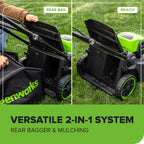 60V 17" Cordless Battery Push Lawn Mower and 610 CFM Jet Blower Combo Kit: 4.0 Ah Battery and Charger