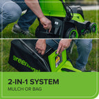 48V (24V x 2) 14" Cordless Battery Brushless Push Lawn Mower: (2) 4.0 Ah Battery and 2A Dual-port Charger, LM1412