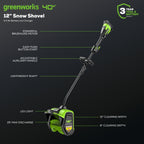 40V 12" Cordless Battery LED Snow Shovel: 4.0 Ah Battery and Charger
