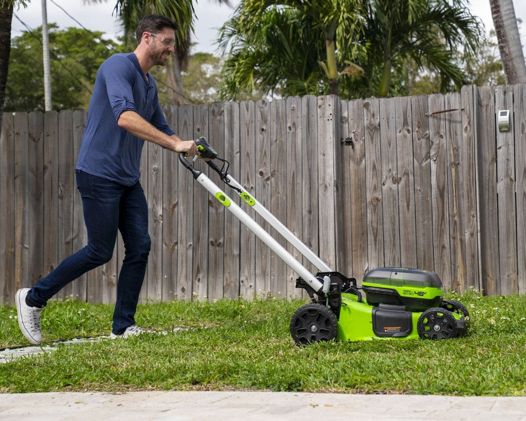 48V (24V x 2) 21" Cordless Battery Self-Propelled Lawn Mower w/ (4) 4.0Ah USB Batteries & (2) Dual Port Chargers, LM2102S