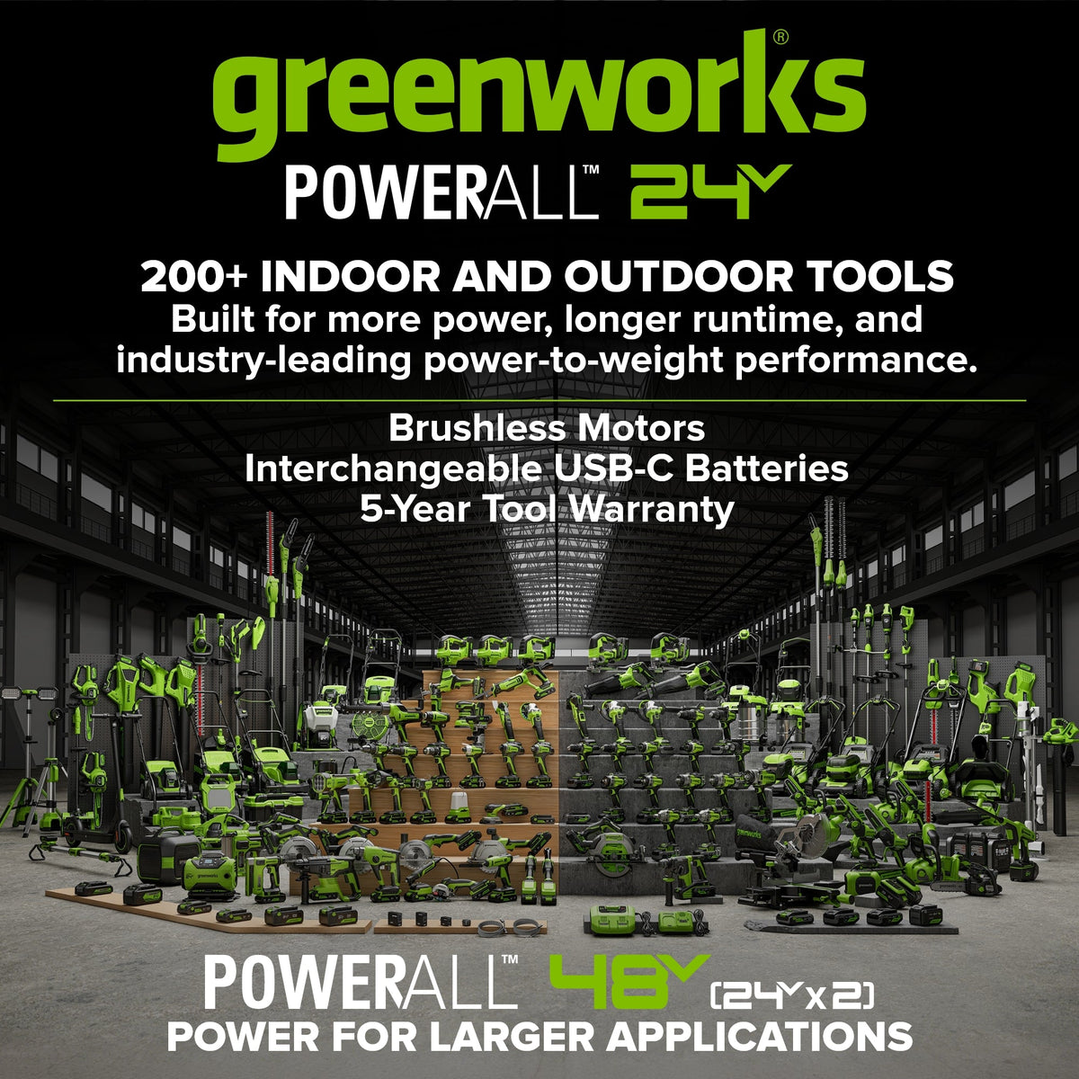 24V PowerAll 3/8" 280 in-lb Drill, with 2.0 Ah USB-C Battery, 30W USB-C Charger Block, 3' 100W USB-C Cable, 10-PC Drill Bit Set