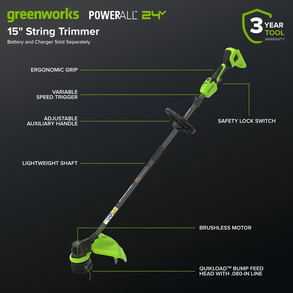 24V 15" Cordless Battery Brushless String Trimmer (Tool Only)