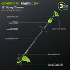 24V 15" Cordless Battery Brushless String Trimmer (Tool Only)