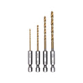 Half Ground 4-Piece Hex Shank Titanium Drill Bit Set