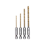 Half Ground 4-Piece Hex Shank Titanium Drill Bit Set