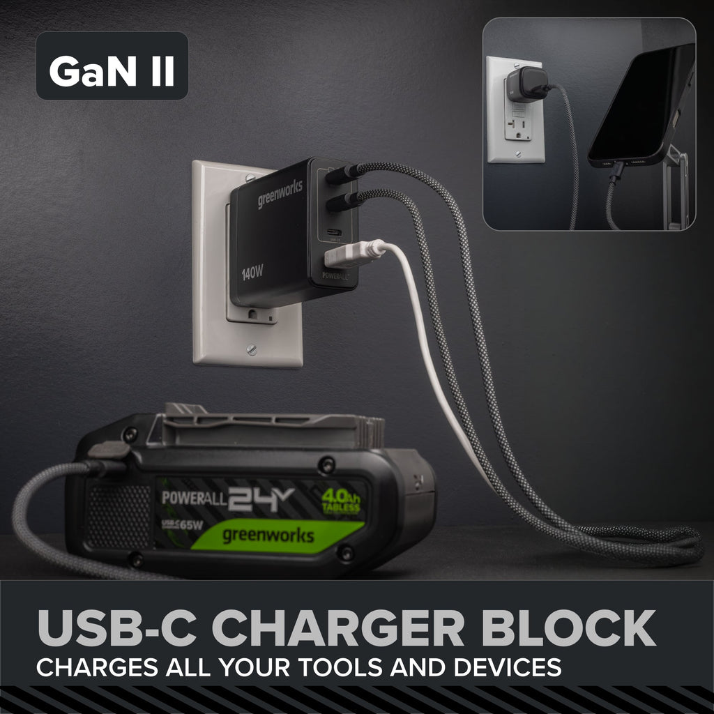 24V PowerAll Pro 1/2" 530 in-lb Drill Driver, with 2.0Ah USB-C Battery, 30W Charger Block, 3' 100W Cable and 10-PCS Drill Bit Set