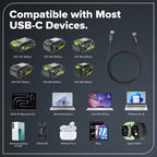 3FT 140W Fast Charging Cord, Bi-Directional USB-C