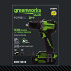 24V PowerAll Pro 1/2" 530 in-lb Drill Driver, with 2.0 Ah USB-C Battery, 30W USB-C Charger Block, 3' 100W USB-C Cable