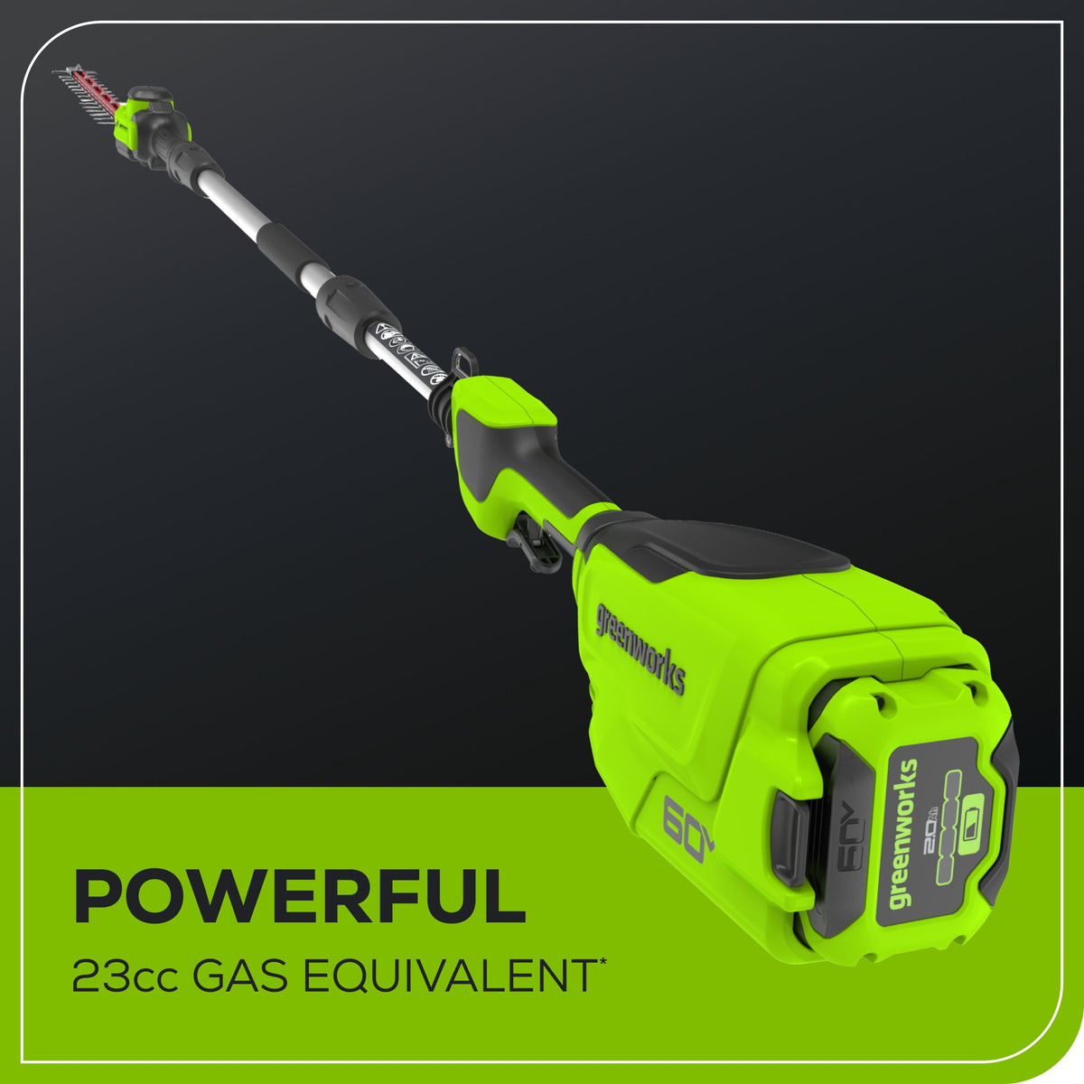 60V 20"  6-position Cordless Battery Pole Hedge w/ 2Ah Battery and 3A Charger