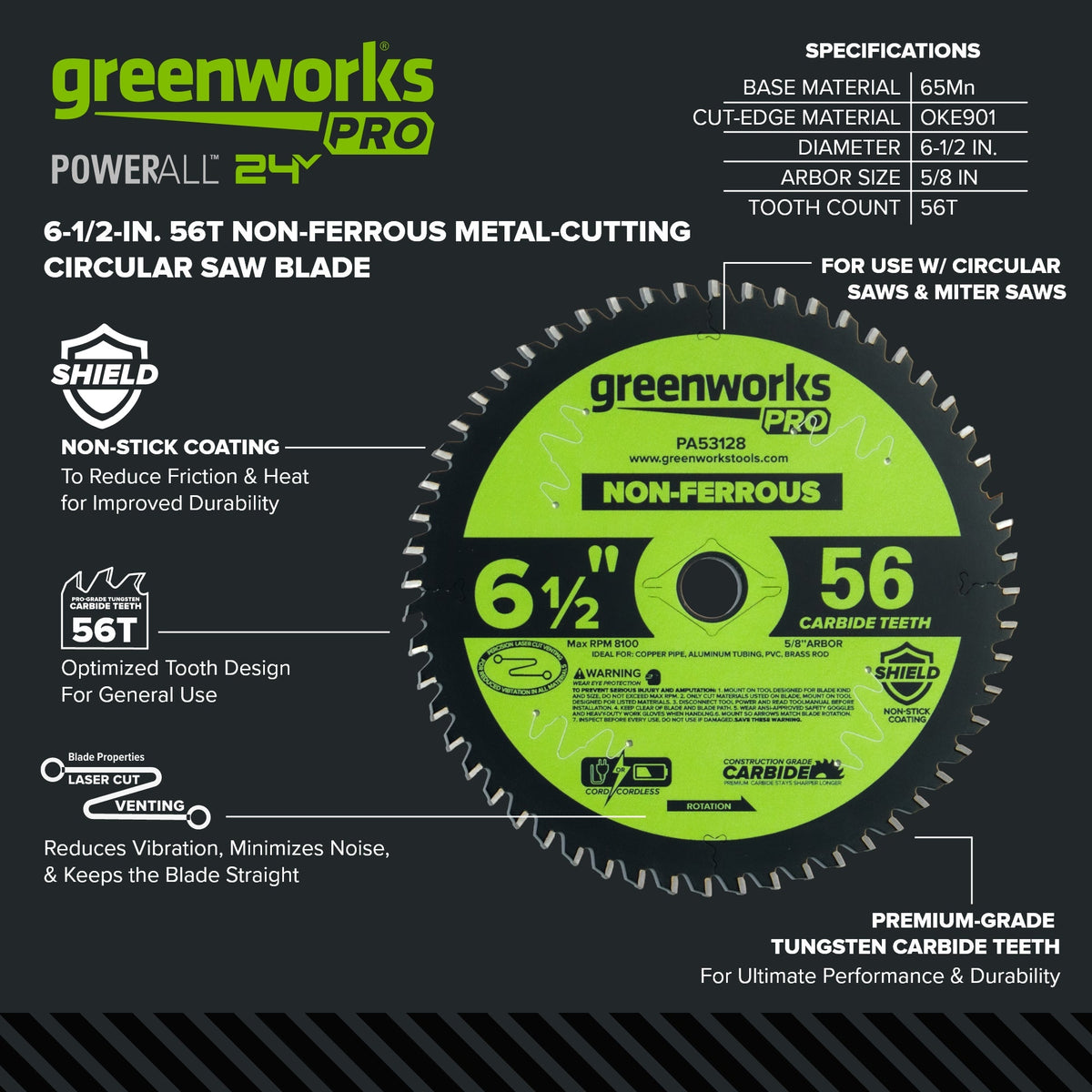 Pro 56-Tooth 6-1/2" Demolition Circular Saw Blade with Construction-Grade Carbide Teeth