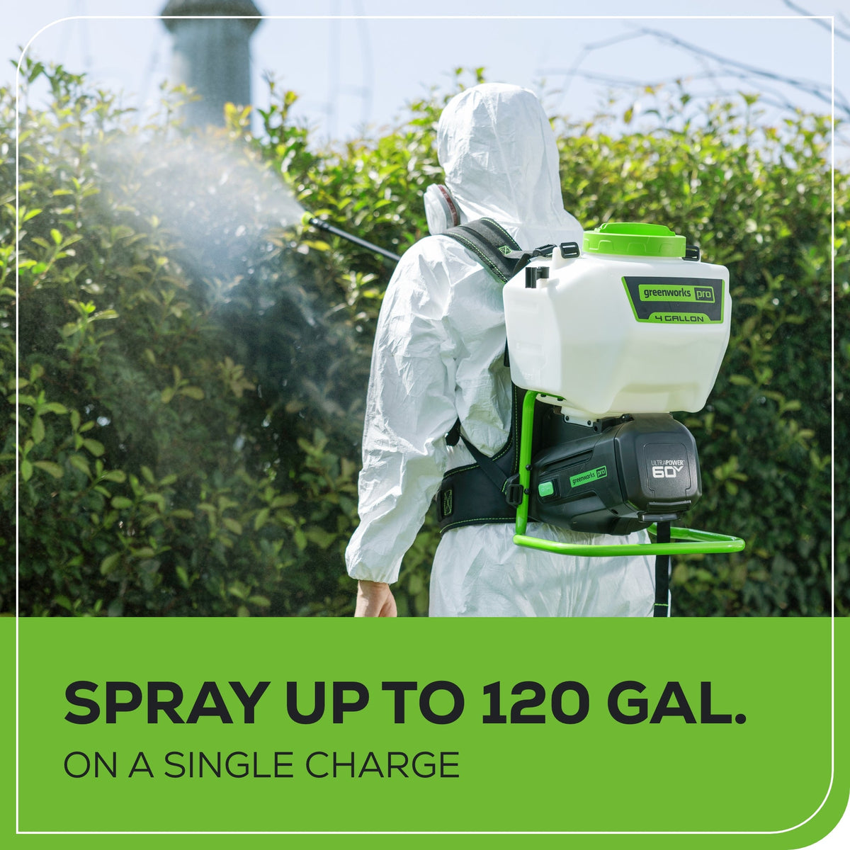 60V Cordless Battery Backpack Sprayer: 2.0 Ah Battery and Charger