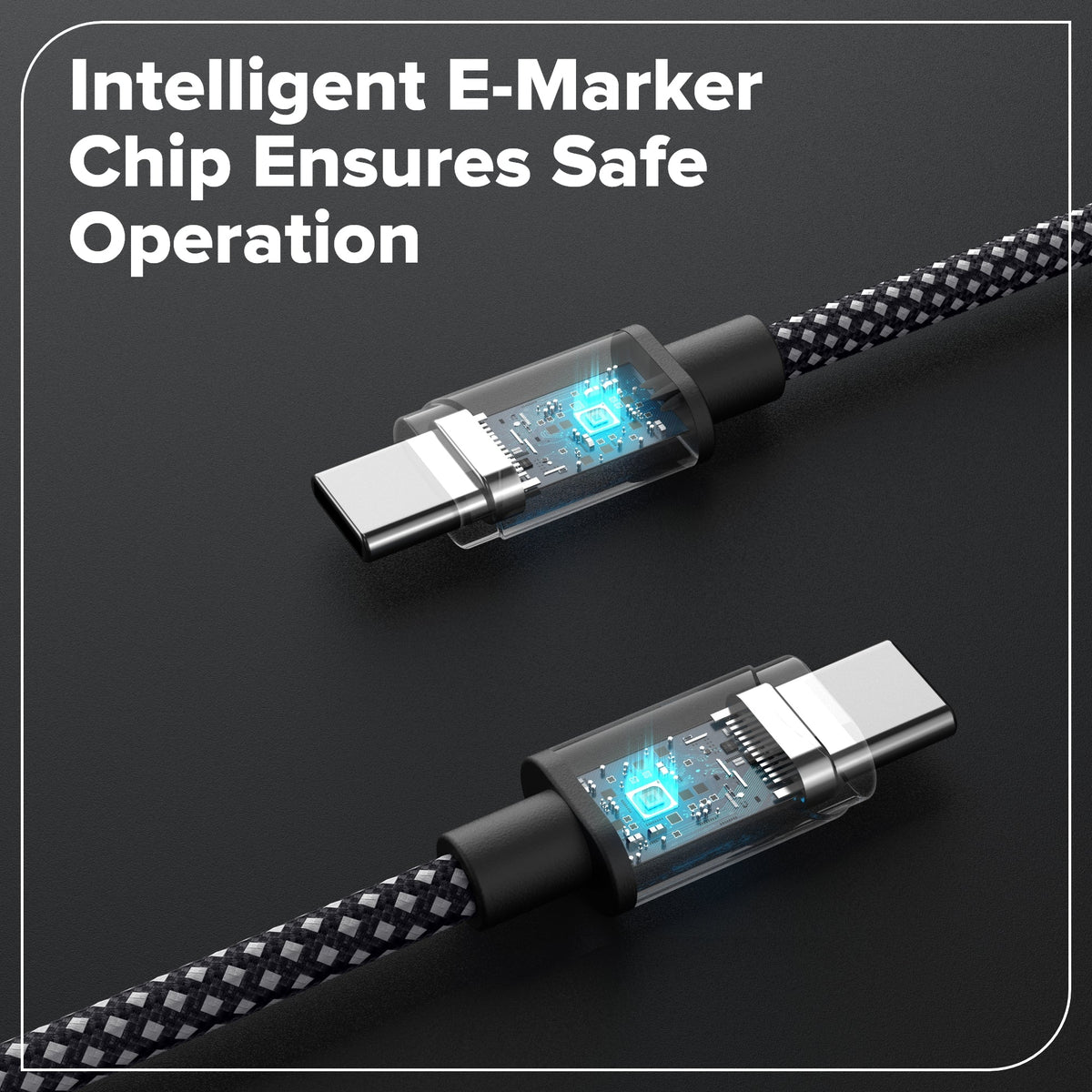 3FT 140W Fast Charging Cord, Bi-Directional USB-C