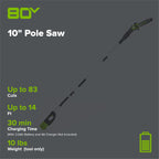 80V 10" Cordless Battery Pole Saw (Tool Only)