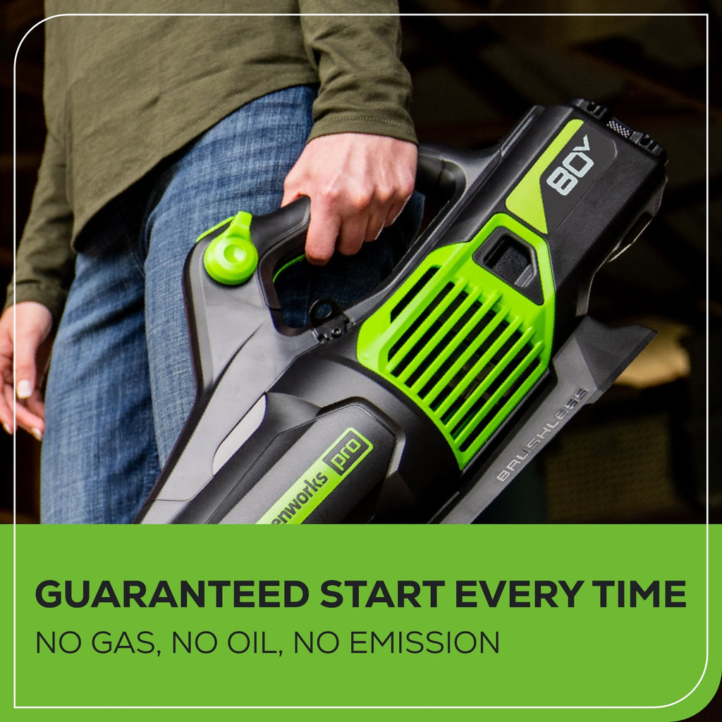 RENEWED 80V 730 CFM Cordless Battery Leaf Blower: 2.5 Ah Battery and Rapid Charger