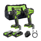 24V PowerAll Pro 530 in-lb Drill Driver and 2,200 in-lb Impact Driver Combo Kit, with (2) 2.0 Ah Batteries, 65W Charger, 3' Cable, Belt Clips, and Carrying Bag